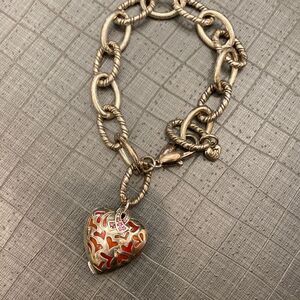 Brighton chunky link silver toned magnetic detachable heart bracelet